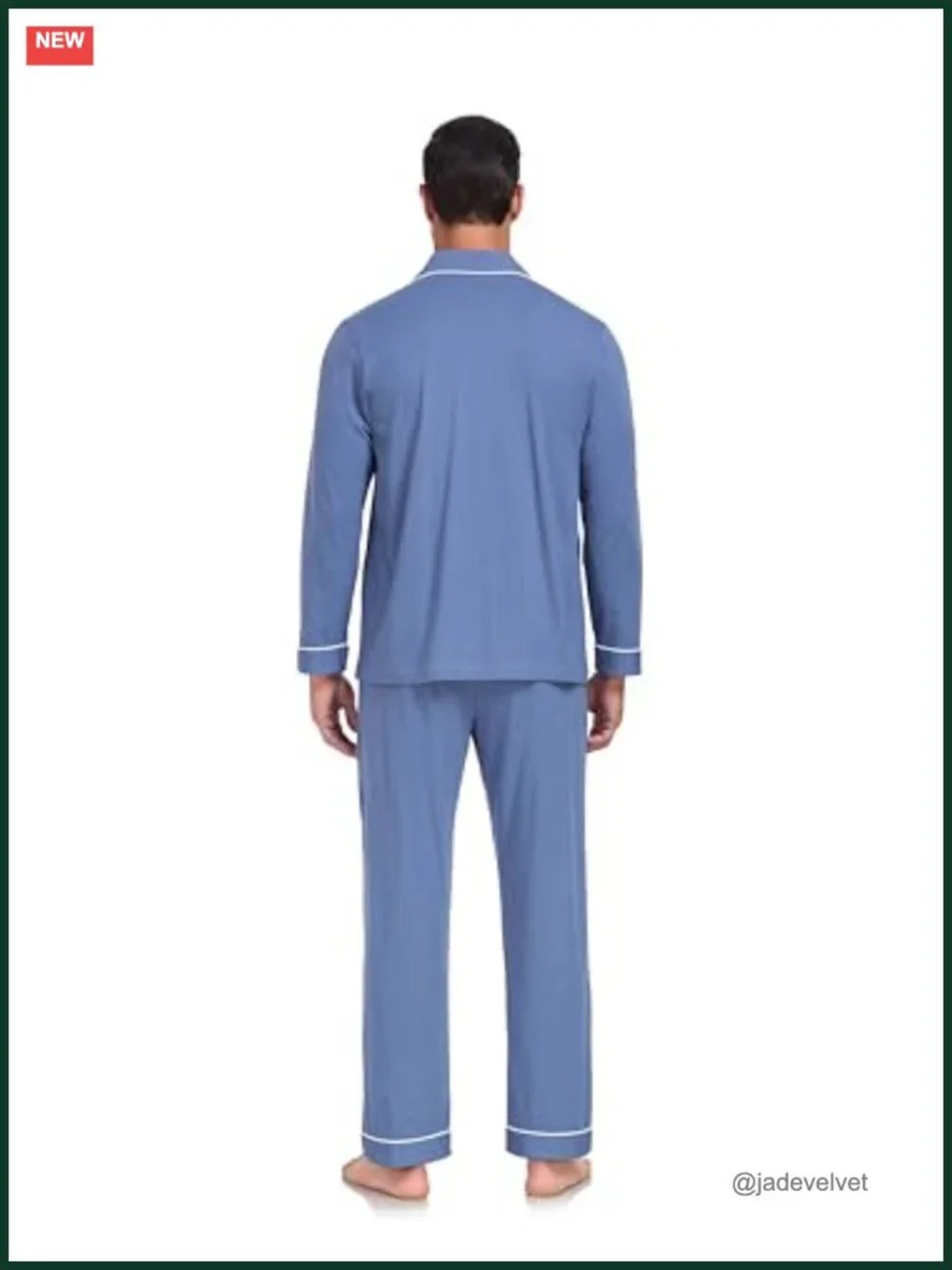 100% Cotton Men's Pajama Set Button Down Long Sleeve Sleepwear with Pockets